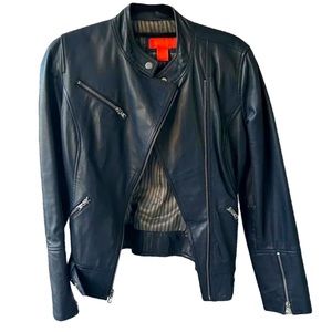 🔥Leather moto jacket in blue-grey from Elements by Vakko, size S